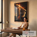 Quadro Decorativo Retrato Majestoso do Leão em escritorio moderno - quadros decorativos para sala