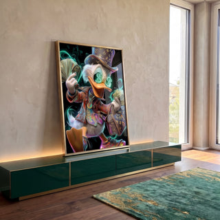 Elegância e Riqueza: Quadro do Pato Luxuoso em ambiente decorado - quadros decorativos para sala