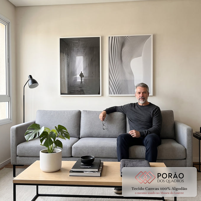 Quadro Decorativo: Encanto da Luz Entre Sombras em sala de estar moderna - quadros decorativos para sala