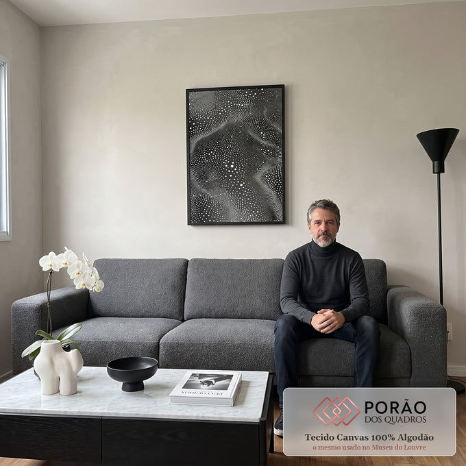Quadro Decorativo Abstrato Estelar em sala de estar moderna - quadros decorativos para sala