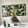 Quadro Decorativo Geométrico em Verde em escritorio moderno - quadros decorativos para sala