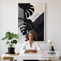 Quadro Decorativo Folha Monstera com Elegância em escritorio moderno - quadros decorativos para sala