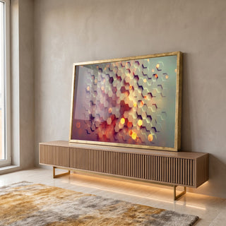 Quadro Decorativo Geometria Luminosa - Um Toque Moderno em ambiente decorado - quadros decorativos para sala