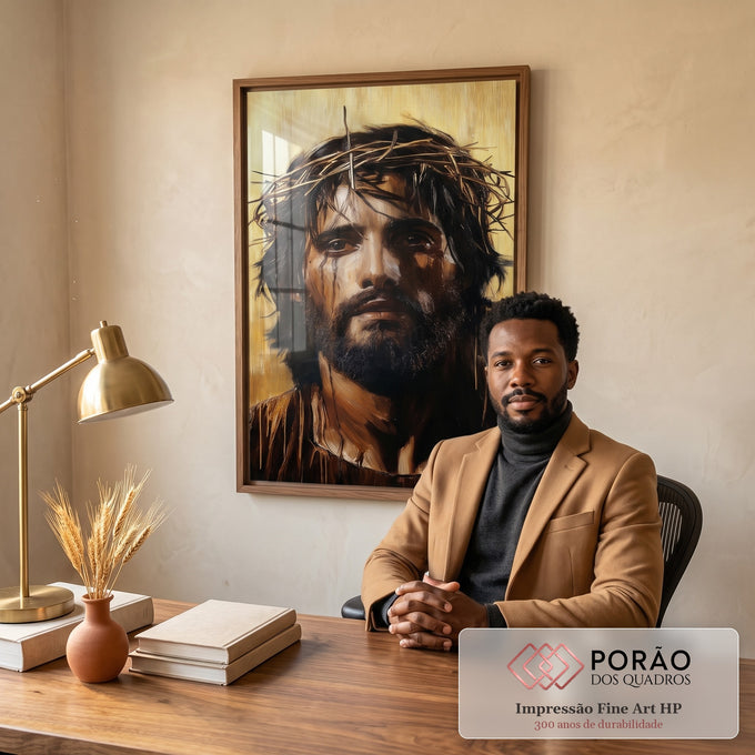 Quadro Decorativo A Serenidade de Jesus  Paz e Harmonia em escritorio moderno - quadros decorativos para sala