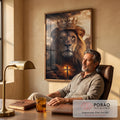 Quadro Decorativo Majestade do Leão em escritorio moderno - quadros decorativos para sala