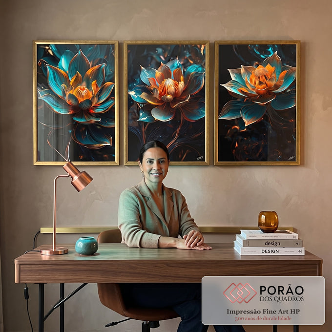 Quadro Decorativo Elegante Flor de Lótus: Toque de Paz em escritorio moderno - quadros decorativos para sala