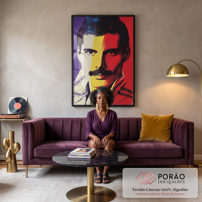 Quadro Decorativo - Retrato Musical Pop Arte em sala de estar moderna - quadros decorativos para sala