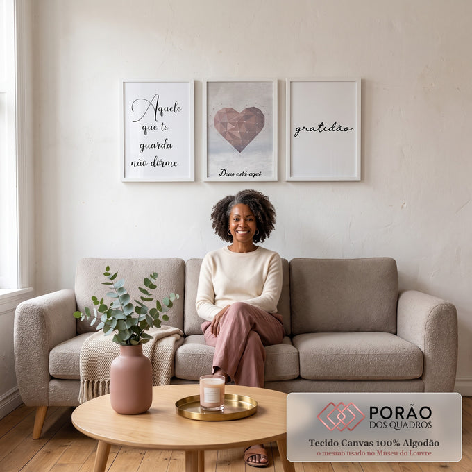 Quadro Decorativo Corações & Palavras: Inspire seu Lar em sala de estar moderna - quadros decorativos para sala