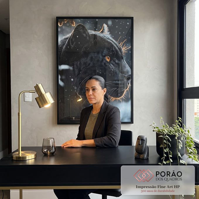 Quadro Decorativo Pantera - Arte que Inspira e Protege em escritorio moderno - quadros decorativos para sala
