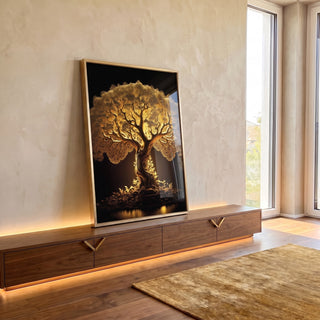 Quadro Decorativo Raízes de Ouro: Luxo e Tradição em ambiente decorado - quadros decorativos para sala