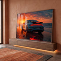 Quadro Decorativo Carro e Pôr do Sol em ambiente decorado - quadros decorativos para sala