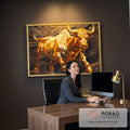 Quadro Decorativo Touro de Wall Street Dourado - Elegância e Prosperidade para Sua Decoração em escritorio moderno - quadros decorativos para sala