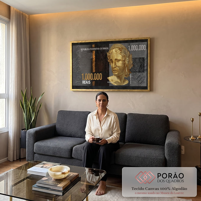 Quadro Decorativo Inspire Riqueza e Poder em sala de estar moderna - quadros decorativos para sala