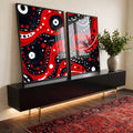 Quadro Decorativo Abstrato com Formas Circulares em ambiente decorado - quadros decorativos para sala