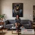 Quadro Decorativo Moderno e Estiloso Gorila Boss em sala de estar moderna - quadros decorativos para sala