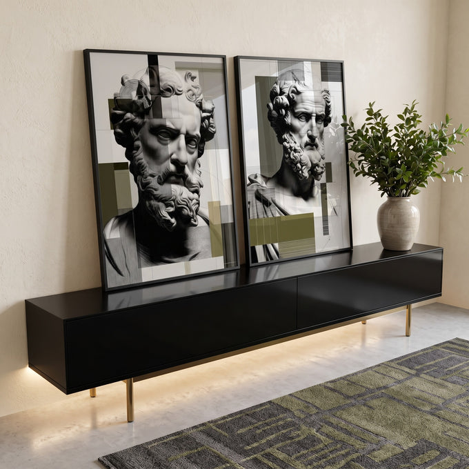 Quadro Decorativo Clássico e Moderno em ambiente decorado - quadros decorativos para sala