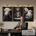 Quadro Decorativo Yeshua: Elegância Minimalista com Cordeiro e Pomba em escritorio moderno - quadros decorativos para sala