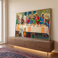 Quadro Decorativo: Última Ceia com Cores Vividíssimas em ambiente decorado - quadros decorativos para sala