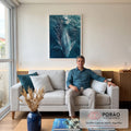 Quadro Decorativo Encontro Majestoso - Barco e Baleia no Mar em sala de estar moderna - quadros decorativos para sala