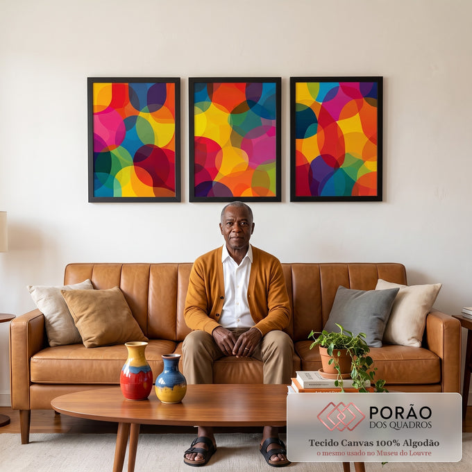 Quadro Decorativo Movimento Vibrante em sala de estar moderna - quadros decorativos para sala