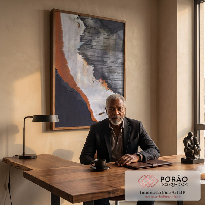 Quadro Decorativo: Explosão Dourada, Arte Vibrante em escritorio moderno - quadros decorativos para sala