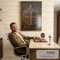 Quadro Decorativo Medalhão de São Bento em escritorio moderno - quadros decorativos para sala