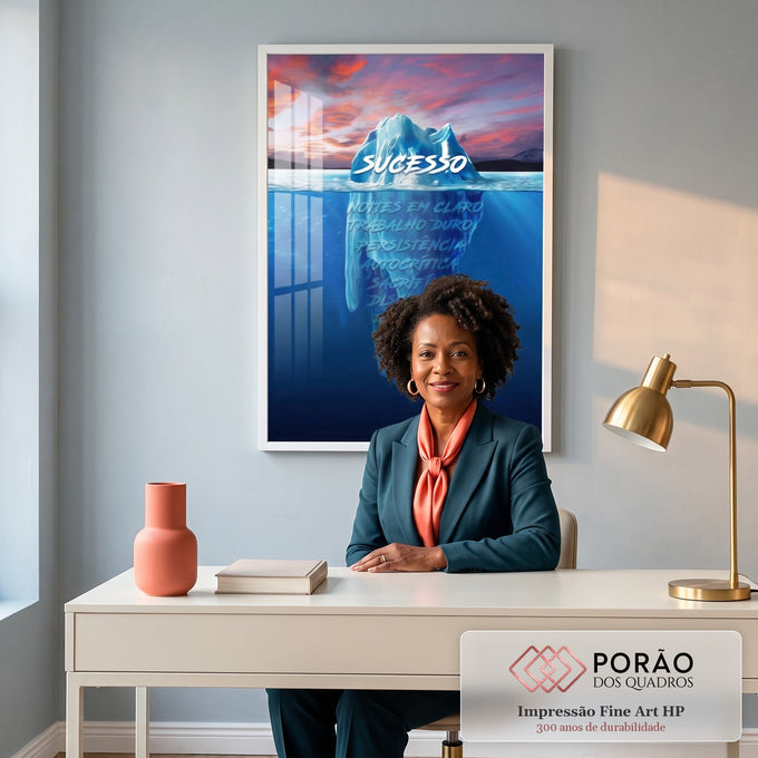Quadro Decorativo: Iceberg Inspirador - Triunfo e Serenidade em escritorio moderno - quadros decorativos para sala
