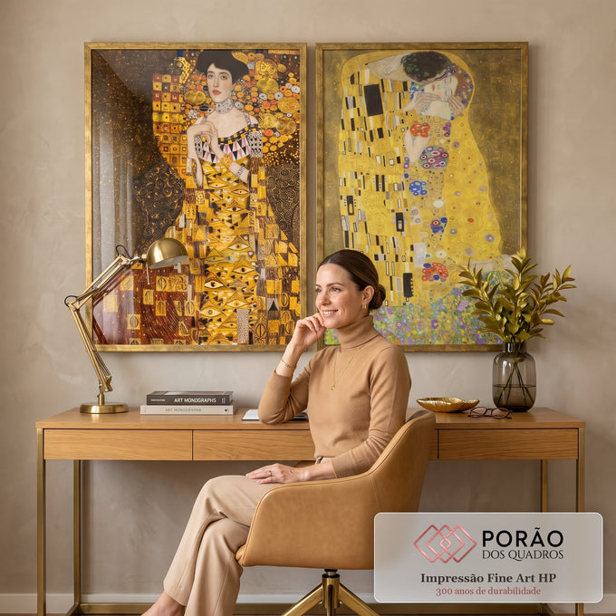 Quadro Decorativo: Luxo de Gustav Klimt em Sua Pureza em escritorio moderno - quadros decorativos para sala