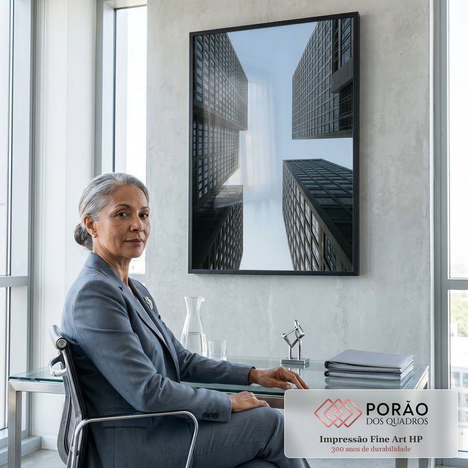 Quadro Decorativo Visões de Arranha-Céus em escritorio moderno - quadros decorativos para sala