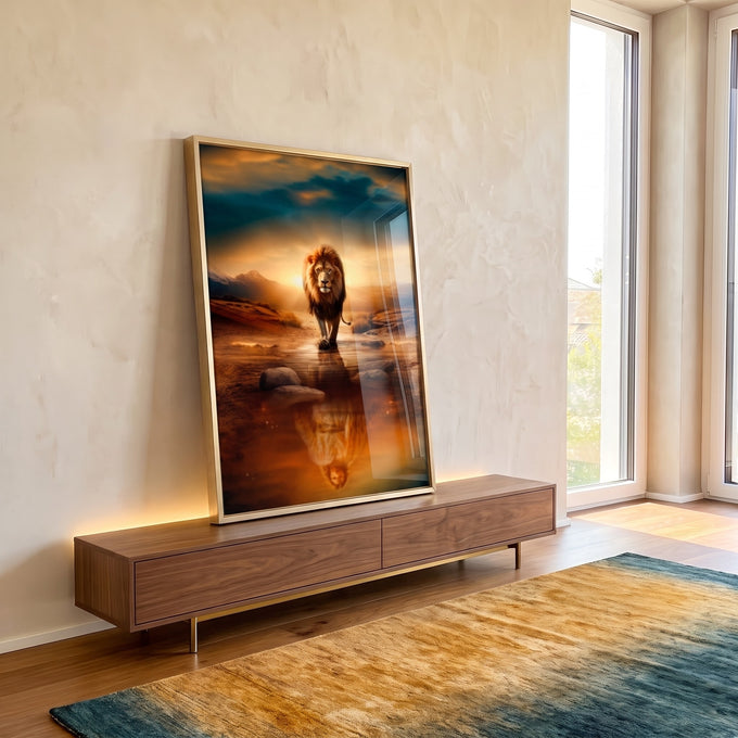 Quadro Decorativo Leão e Jesus - Sofisticação e Inspiração para Sua Decoração em ambiente decorado - quadros decorativos para sala