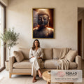 Quadro Decorativo Buda Sereno e Elegante em sala de estar moderna - quadros decorativos para sala