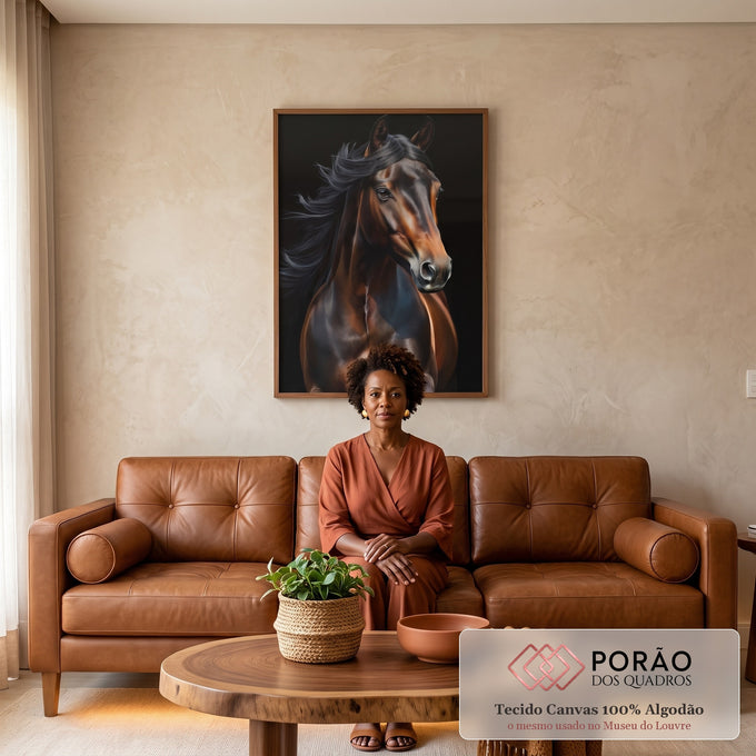 Quadro Decorativo Beleza do Cavalo em sala de estar moderna - quadros decorativos para sala