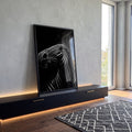 Quadro Decorativo Cavalo Moderno em Preto e Branco em ambiente decorado - quadros decorativos para sala