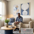 Quadro Decorativo: Abstração Cósmica, Toque Único em sala de estar moderna - quadros decorativos para sala