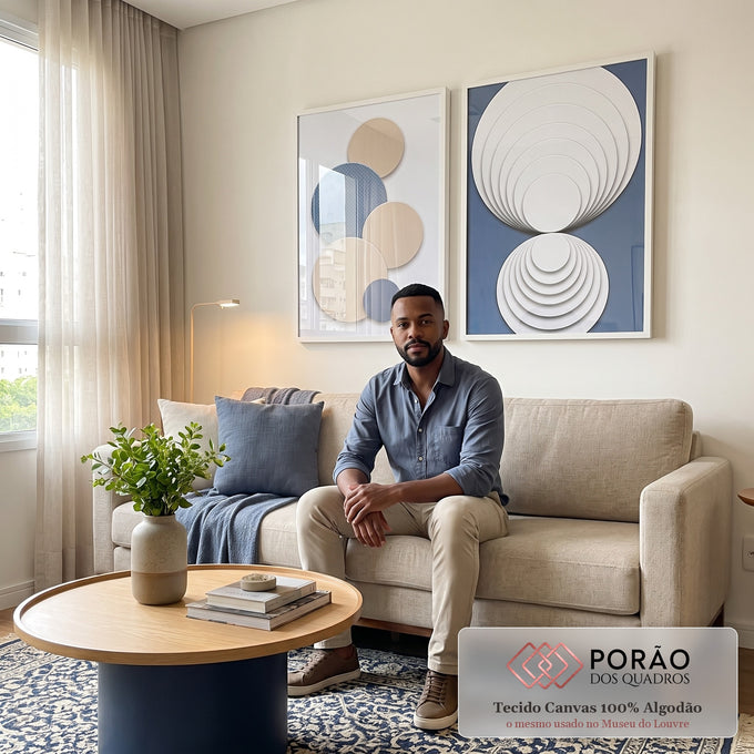 Quadro Decorativo: Abstração Cósmica, Toque Único em sala de estar moderna - quadros decorativos para sala