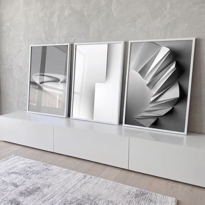 Quadro Decorativo: Elegância Moderna em Preto e Branco em ambiente decorado - quadros decorativos para sala