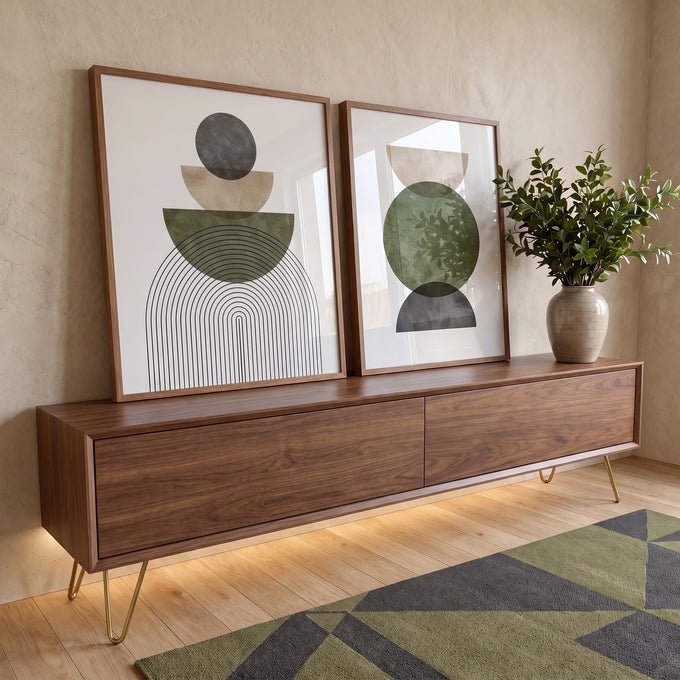 Quadro Decorativo: Inspiração Geométrica Única em ambiente decorado - quadros decorativos para sala
