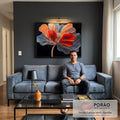 Quadro Decorativo Arte Floral em Linhas e Cores em sala de estar moderna - quadros decorativos para sala