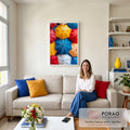 Quadro Decorativo Alegria Colorida em sala de estar moderna - quadros decorativos para sala