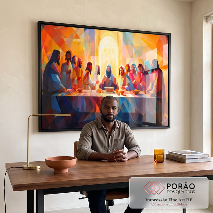 Quadro Decorativo Santa Ceia Geométrica: Toque Moderno em escritorio moderno - quadros decorativos para sala