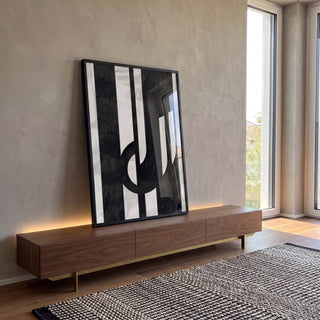Quadro Decorativo Dinamismo Preto e Branco em ambiente decorado - quadros decorativos para sala