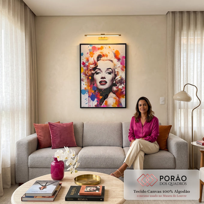Quadro Decorativo Marilyn Monroe: Beleza Única em sala de estar moderna - quadros decorativos para sala