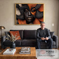 Quadro Decorativo Mulher Arte Inspiradora sobre Tons Escuros em sala de estar moderna - quadros decorativos para sala