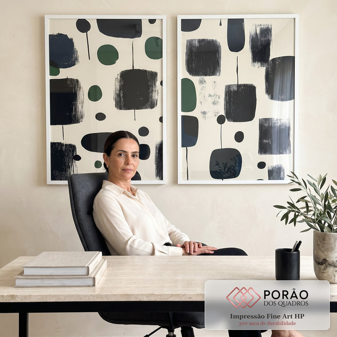 Quadro Decorativo Dupla de Beleza Abstrata em escritorio moderno - quadros decorativos para sala