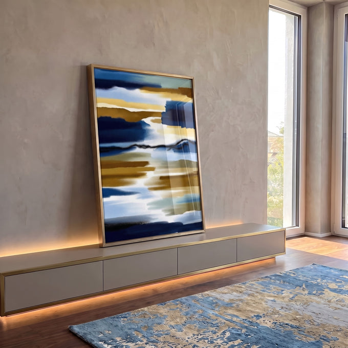 Quadro Decorativo Abstrato Serenidade em Cores em ambiente decorado - quadros decorativos para sala