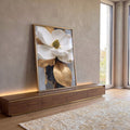 Quadro Decorativo Elegância em Flor: Quadro Magnólia Dourada em ambiente decorado - quadros decorativos para sala