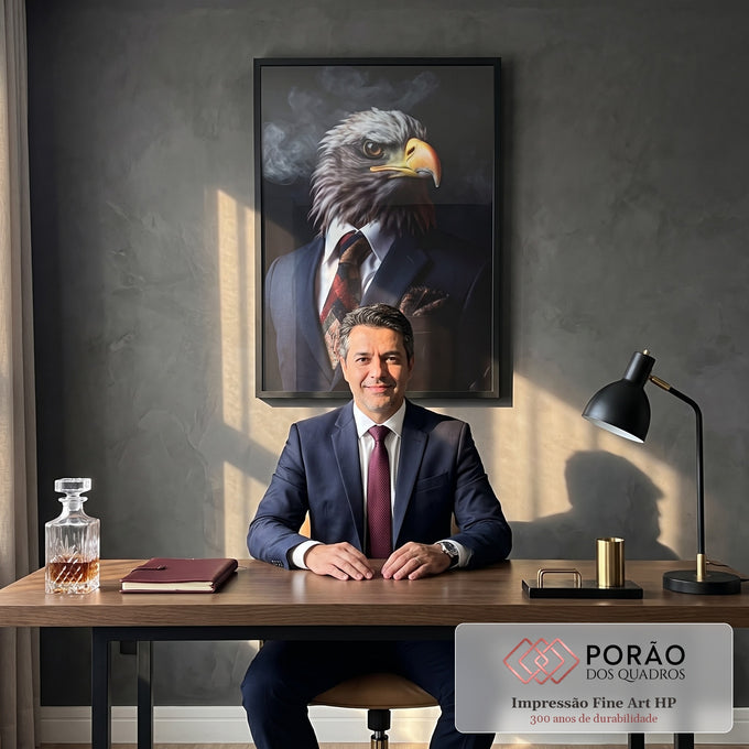 Quadro Decorativo Águia Empresarial: Inspire Grandeza em escritorio moderno - quadros decorativos para sala