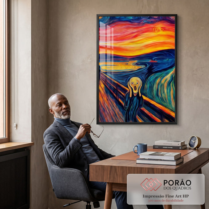 Quadro Decorativo O Grito Arte Impactante em escritorio moderno - quadros decorativos para sala