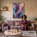 Quadro Decorativo Abstrato Dourado e Azul em sala de estar moderna - quadros decorativos para sala