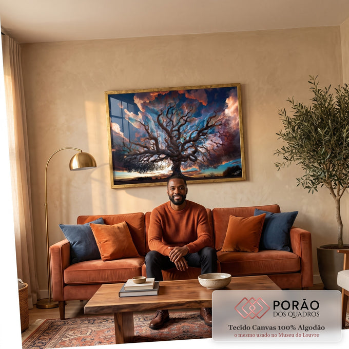 Quadro Decorativo Árvore da Elegância - Toque de Harmonia em sala de estar moderna - quadros decorativos para sala